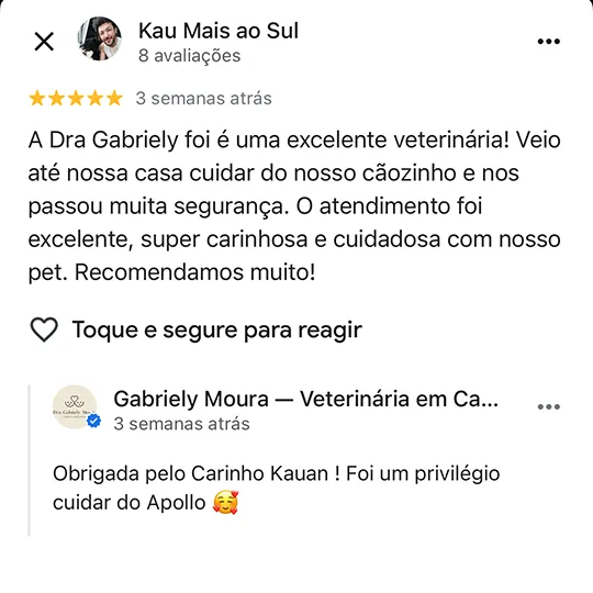 Avaliação de tutor no Google